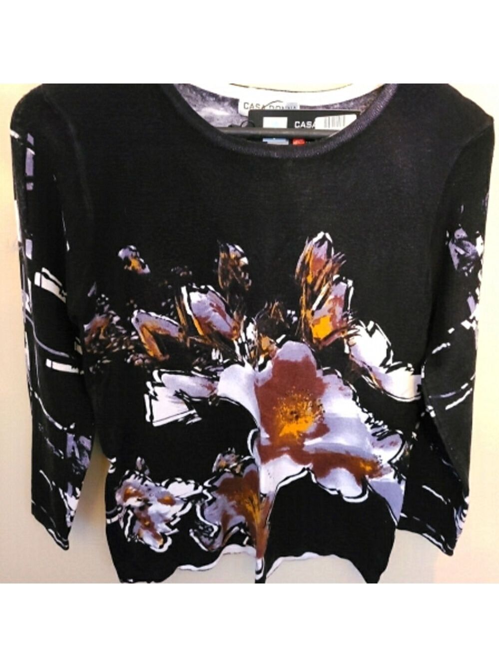 CASA DONNA Floral Design 3/4 Sleeve Sweater Size XL NWT - Picture 2 of 3